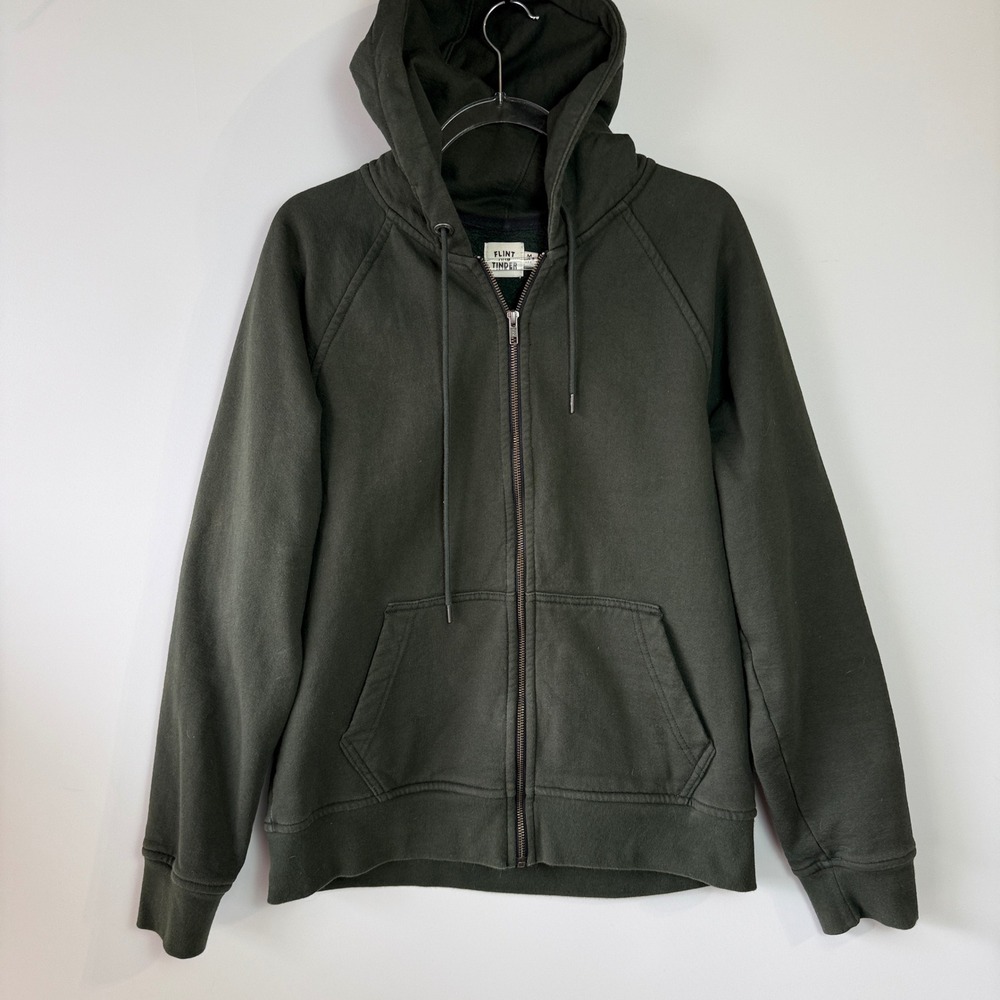 Huckberry Flint and Tinder 10-Year Hoodie Mens M Green Full Zip Made in USA $168